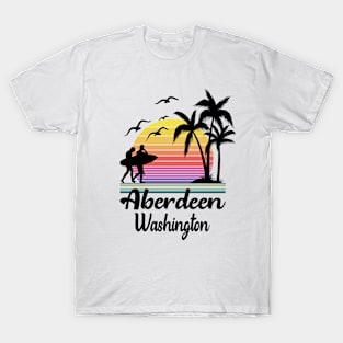 Aberdeen Washington Seaside Retro Sunset T-Shirt